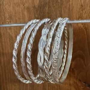 Vintage Silver Bangle Bracelet Set of 6 from Mexico